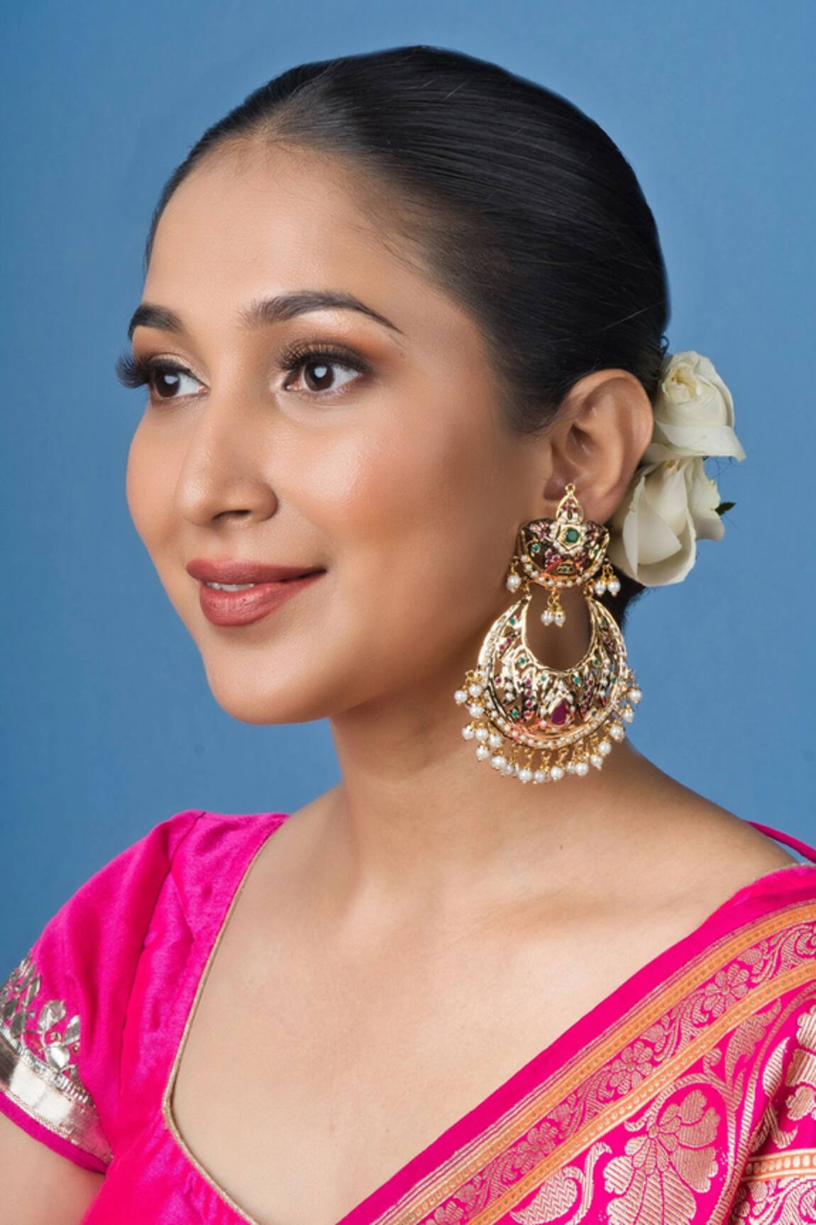 Queens Jewels Royal Jadau Floral Chandbali 