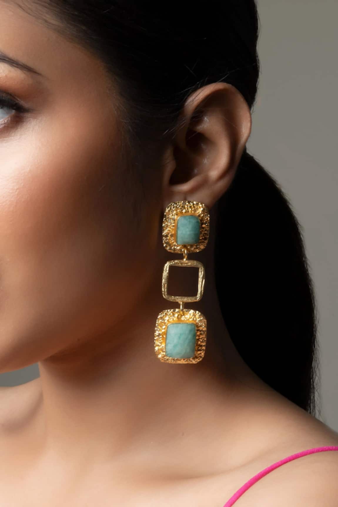 Queens Jewels Radiant Stone Studded Square Earrings 