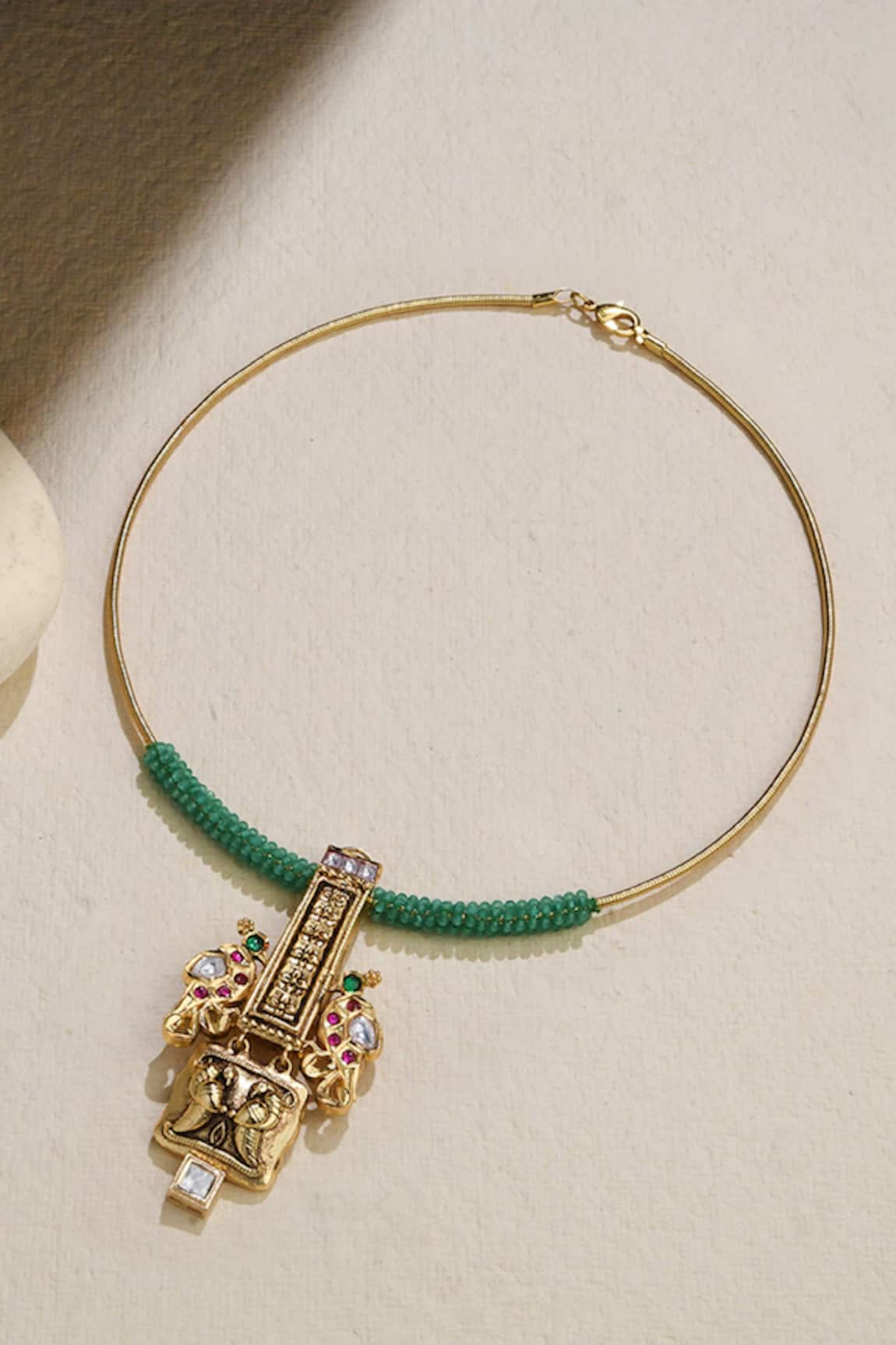 Joules by Radhika Majestic Torque Carved Necklace 
