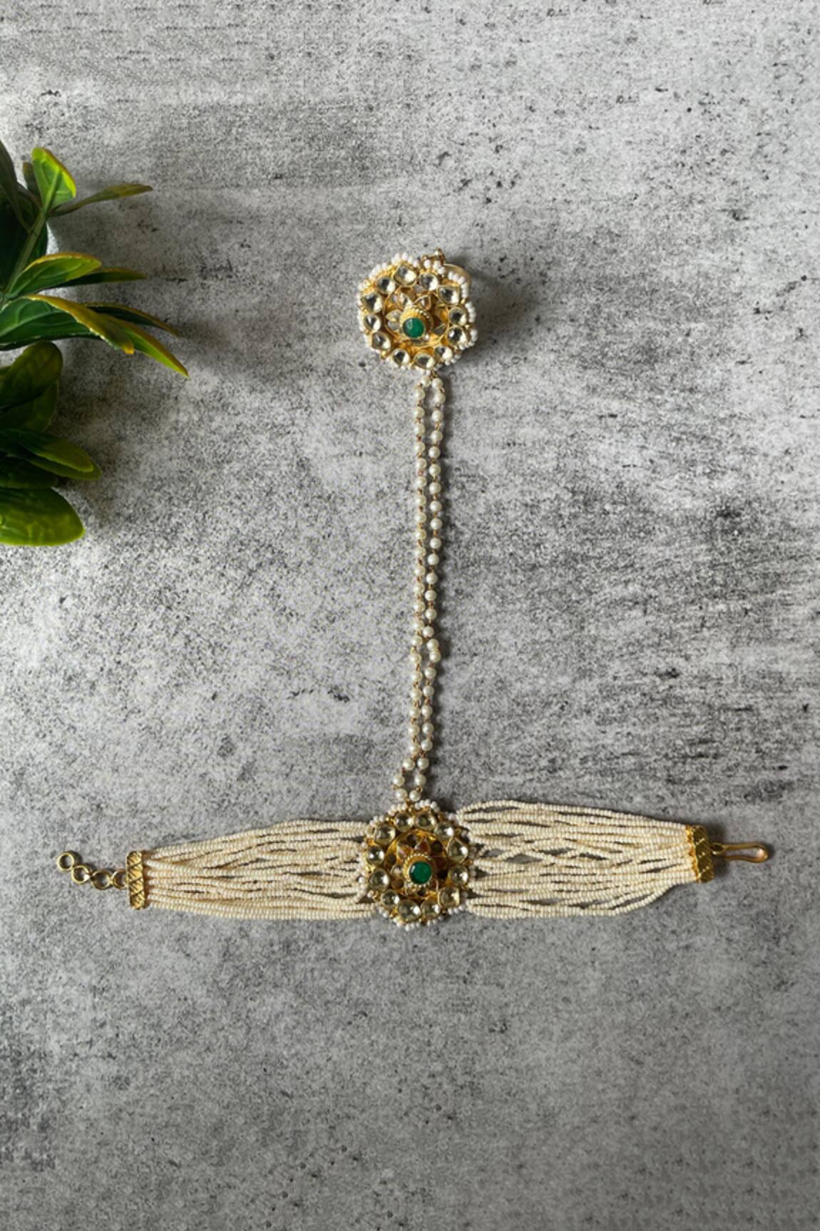 Studio6 Jewels Floral Kundan Studded Hand Harness- Single Pc 