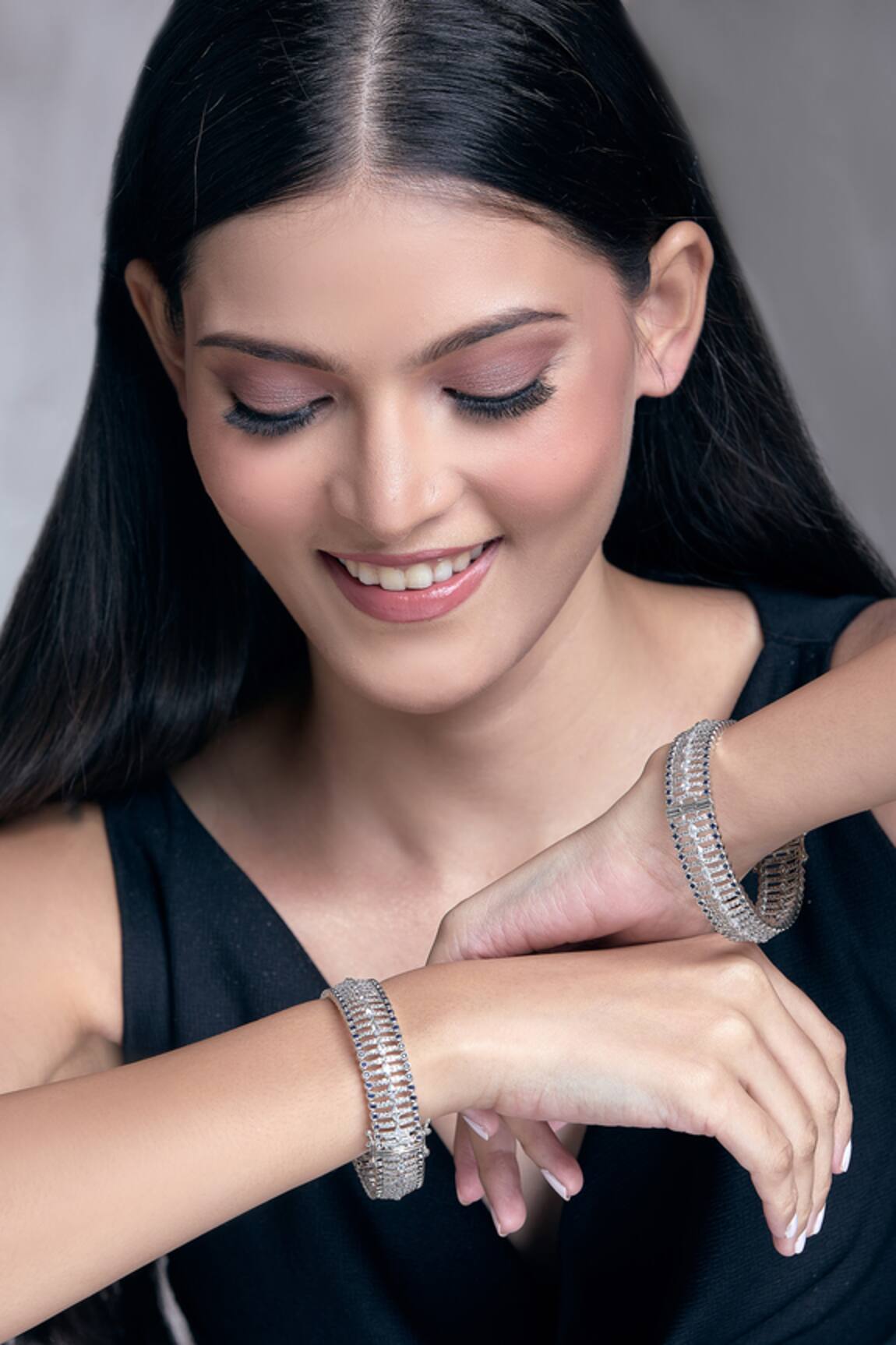 Moh-Maya By Disha Khatri Moissanite Zircon Embellished Bangles - Set of 2