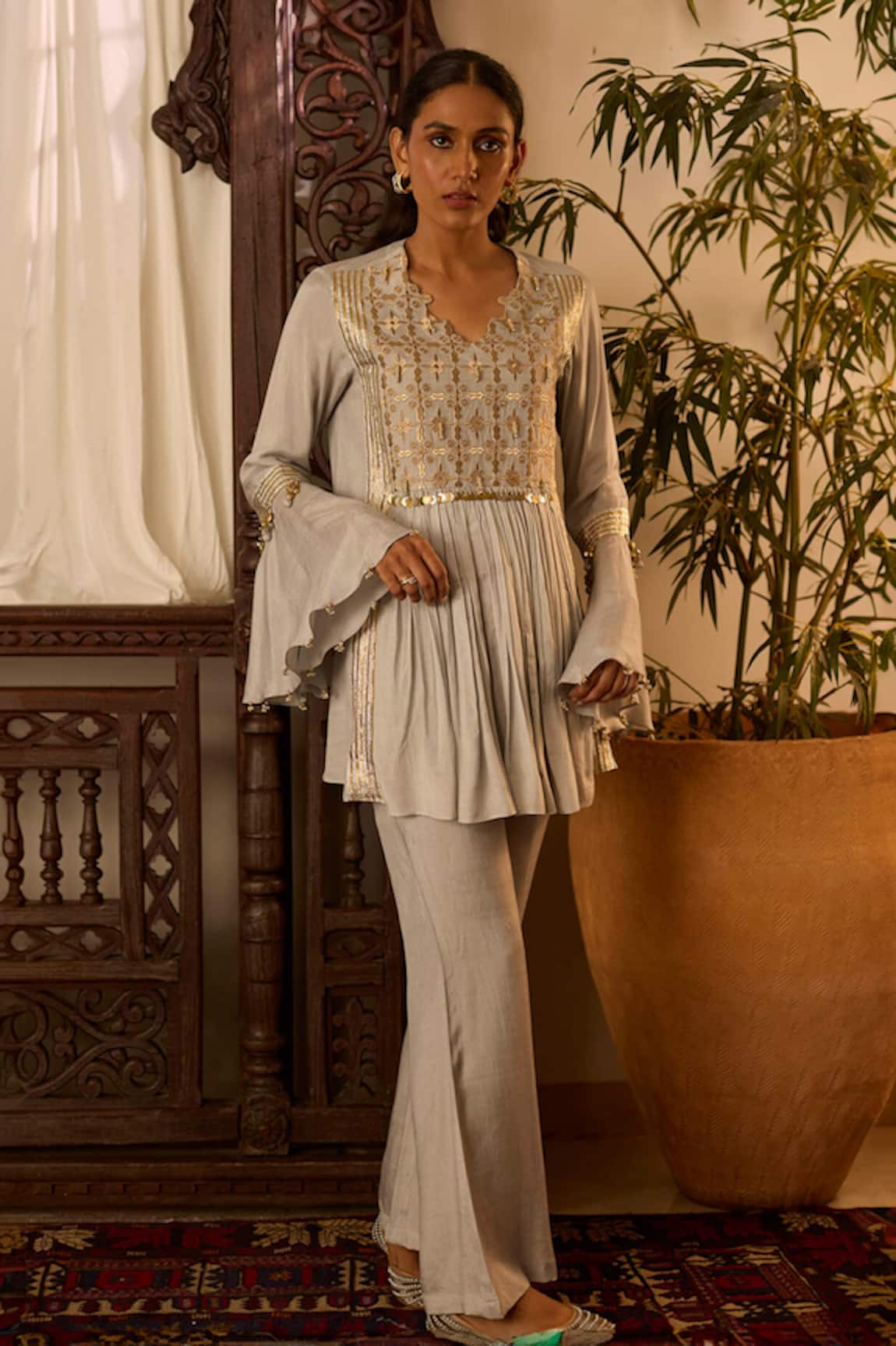 Inej Embroidered Yoke Tunic & Pant Set