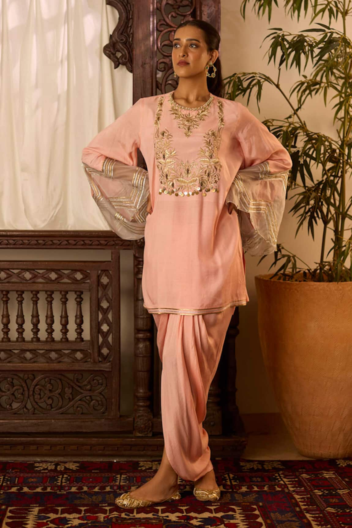 Inej Embroidered Yoke Tunic & Skirt Set