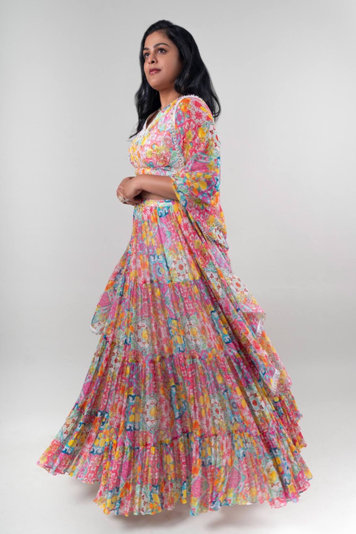 Ewoke Lemon Burst Embroidered Lehenga Set