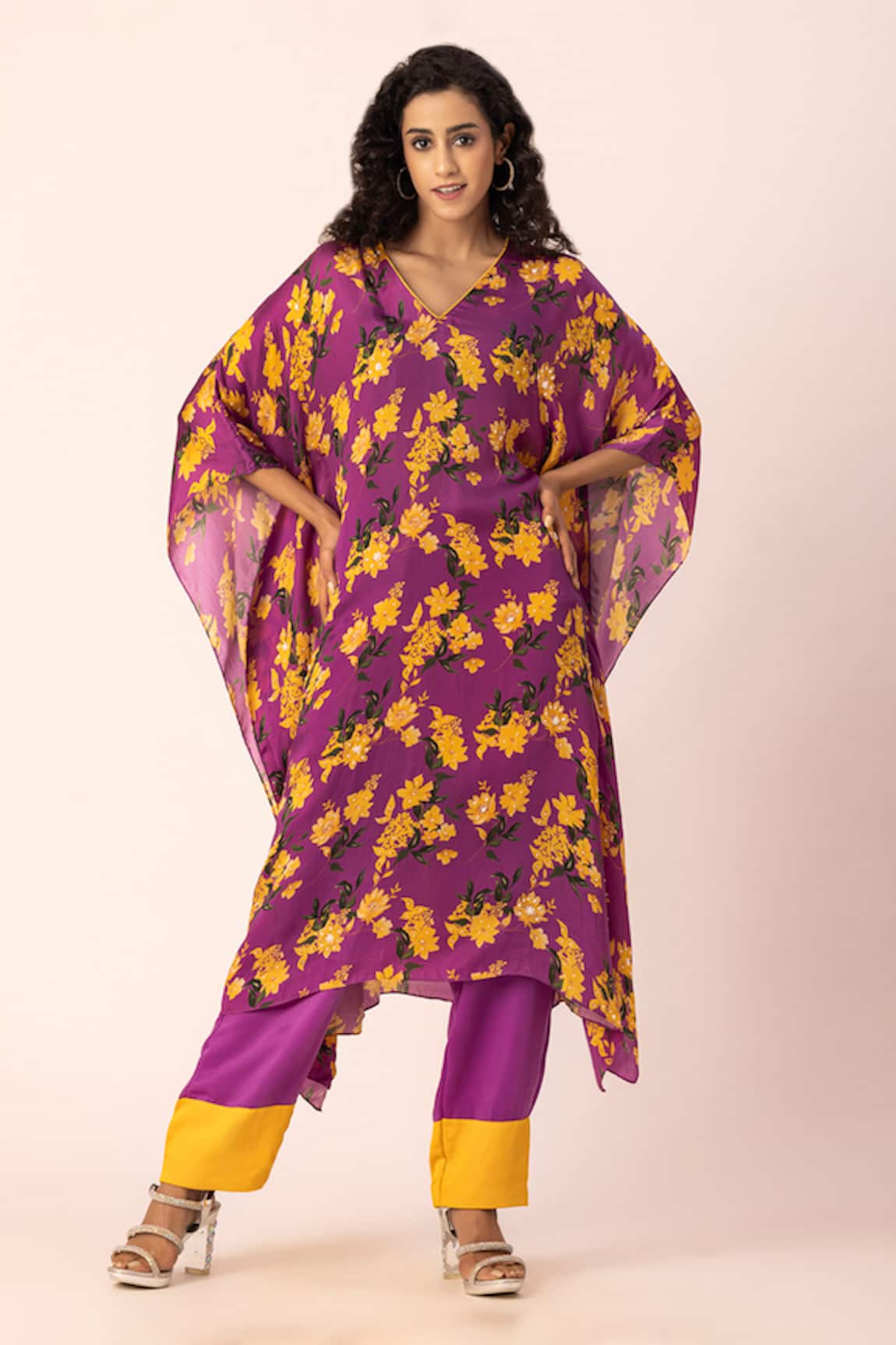 Ewoke Bloom Print Kaftan With Straight Pant