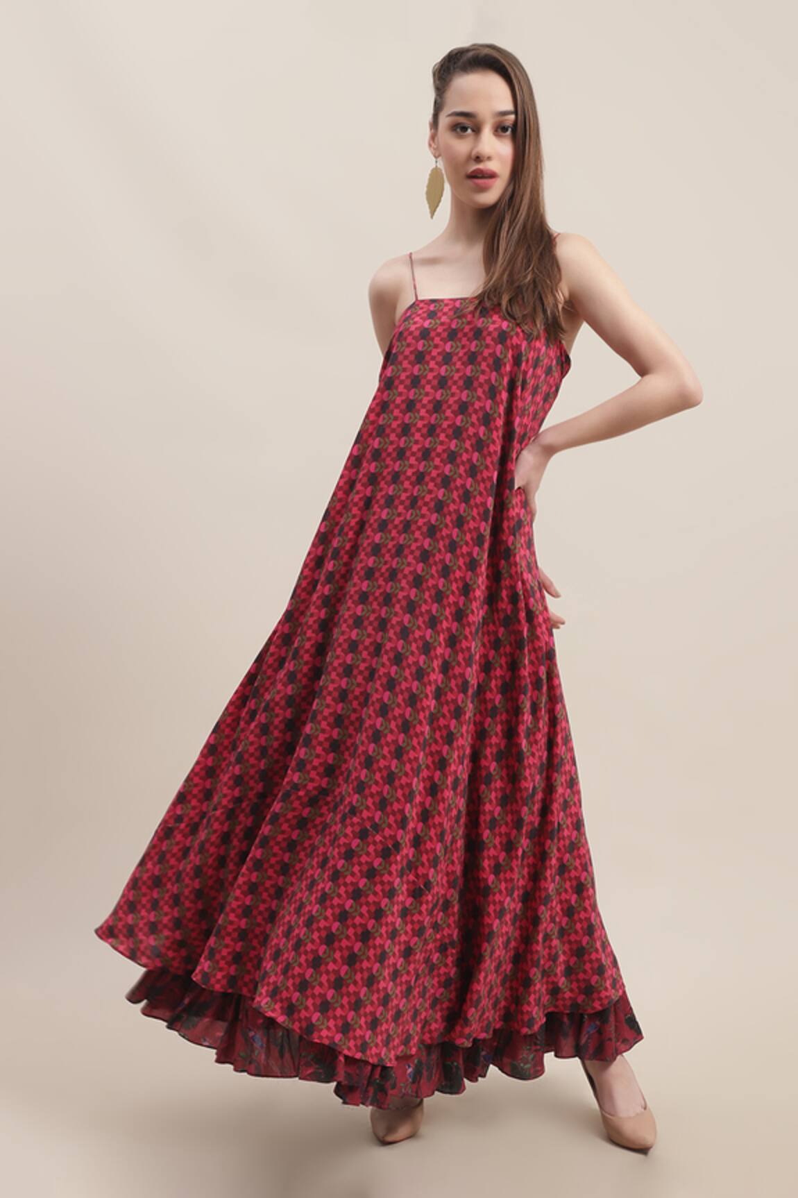 Ewoke Charlotte Geometric Print Maxi Dress 