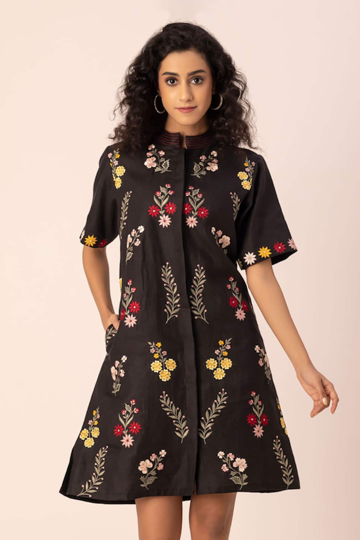 Ewoke Zimmer Floral Embroidered Shirt Dress 