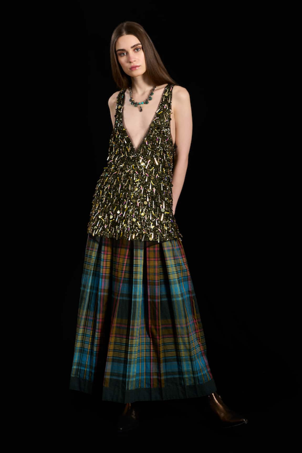 Rara Avis Falling Bead Hand Embroidered Top