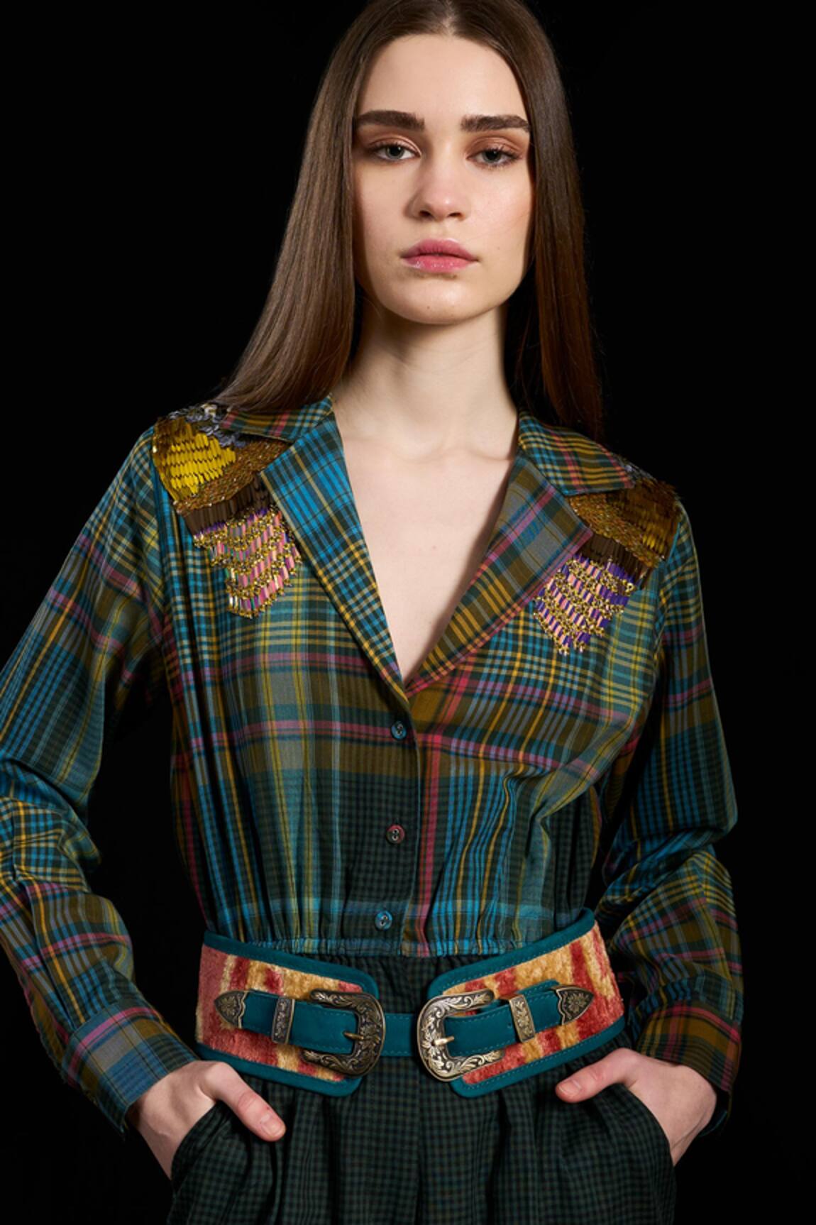 Rara Avis Indus Embroidered Checks Jumpsuit 