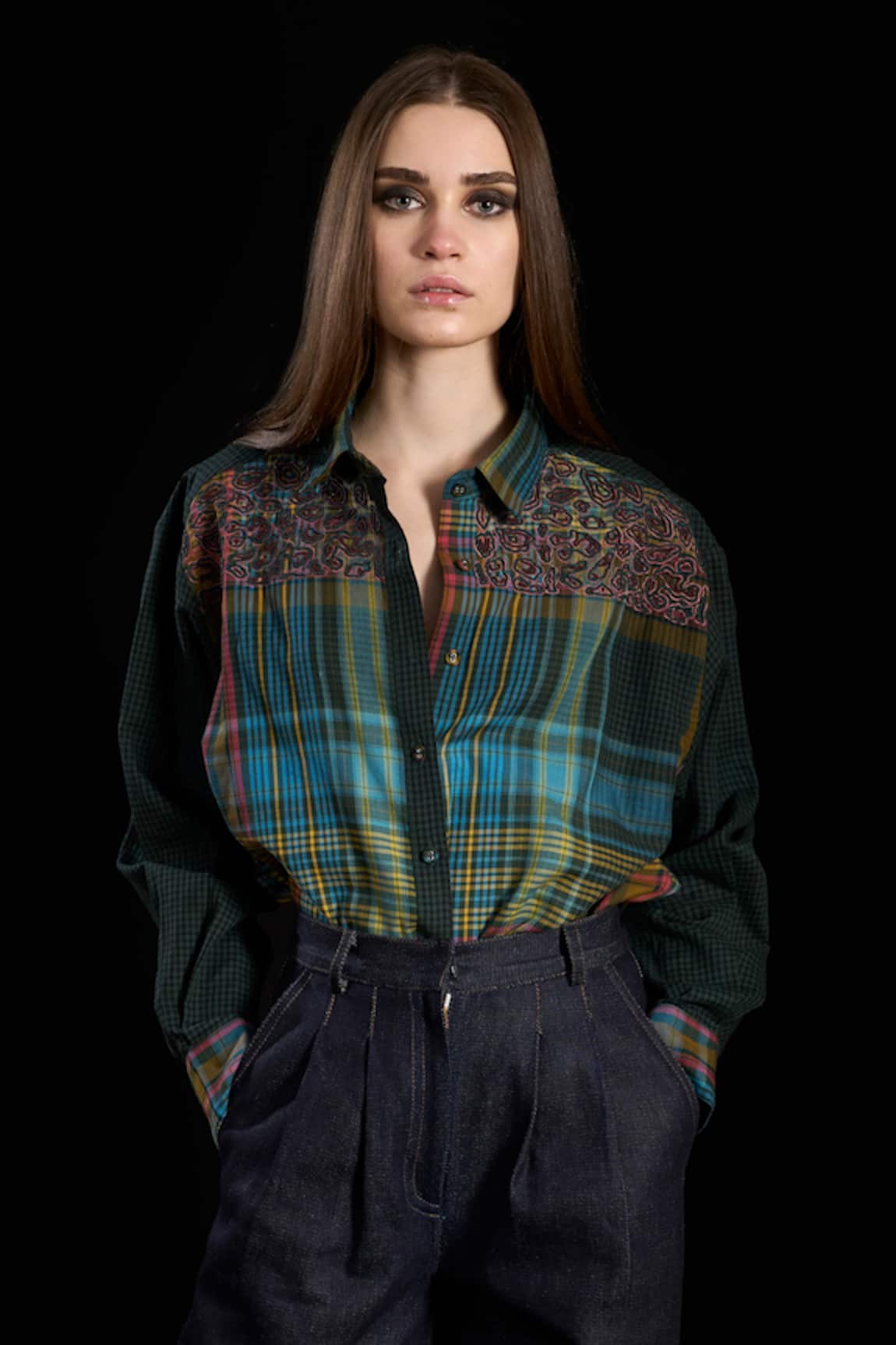Rara Avis Indus Multi Checks Drawback Yoke Shirt 