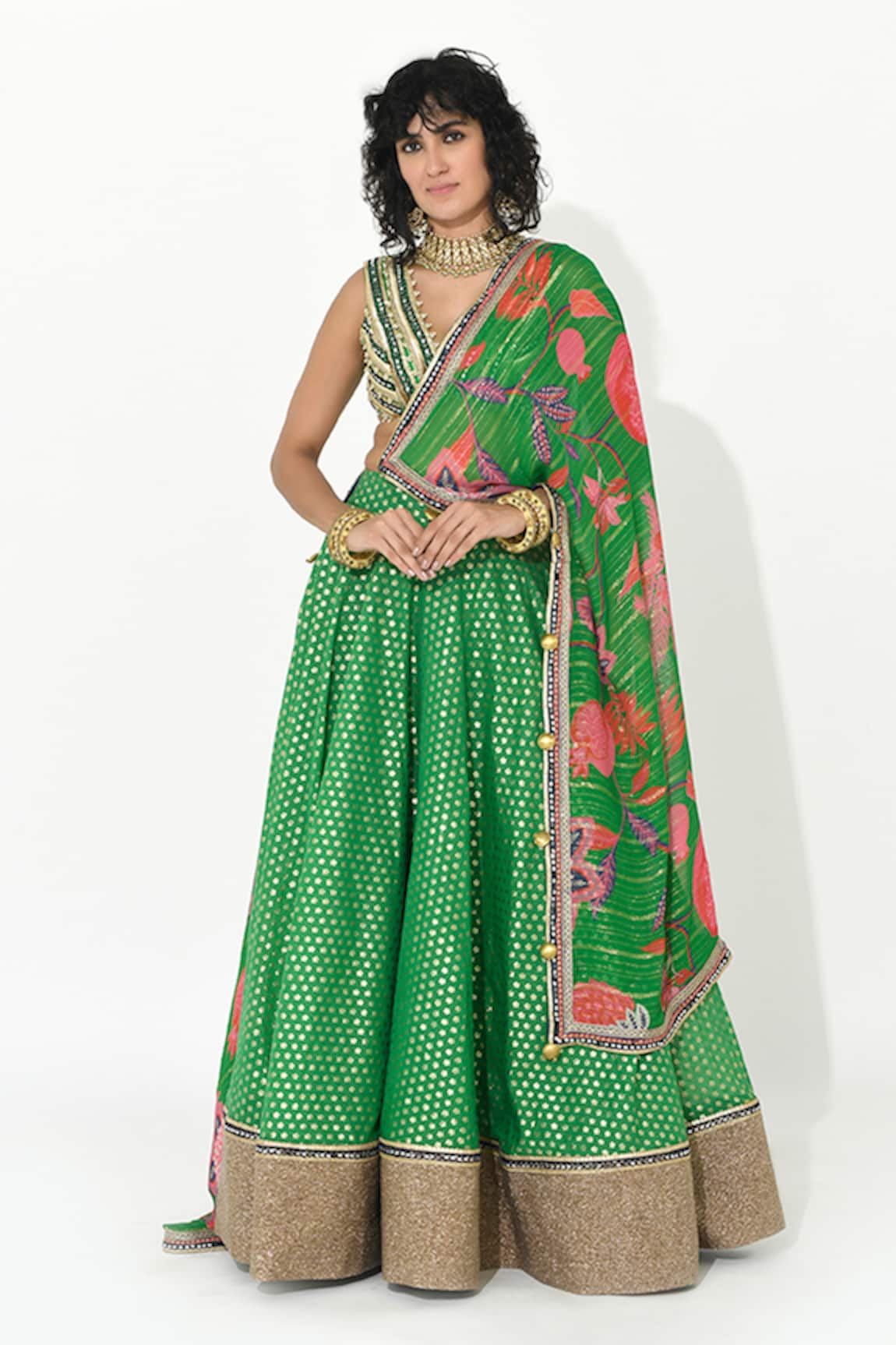 Rishi And Vibhuti Floral Butti Pattern Lehenga Set 