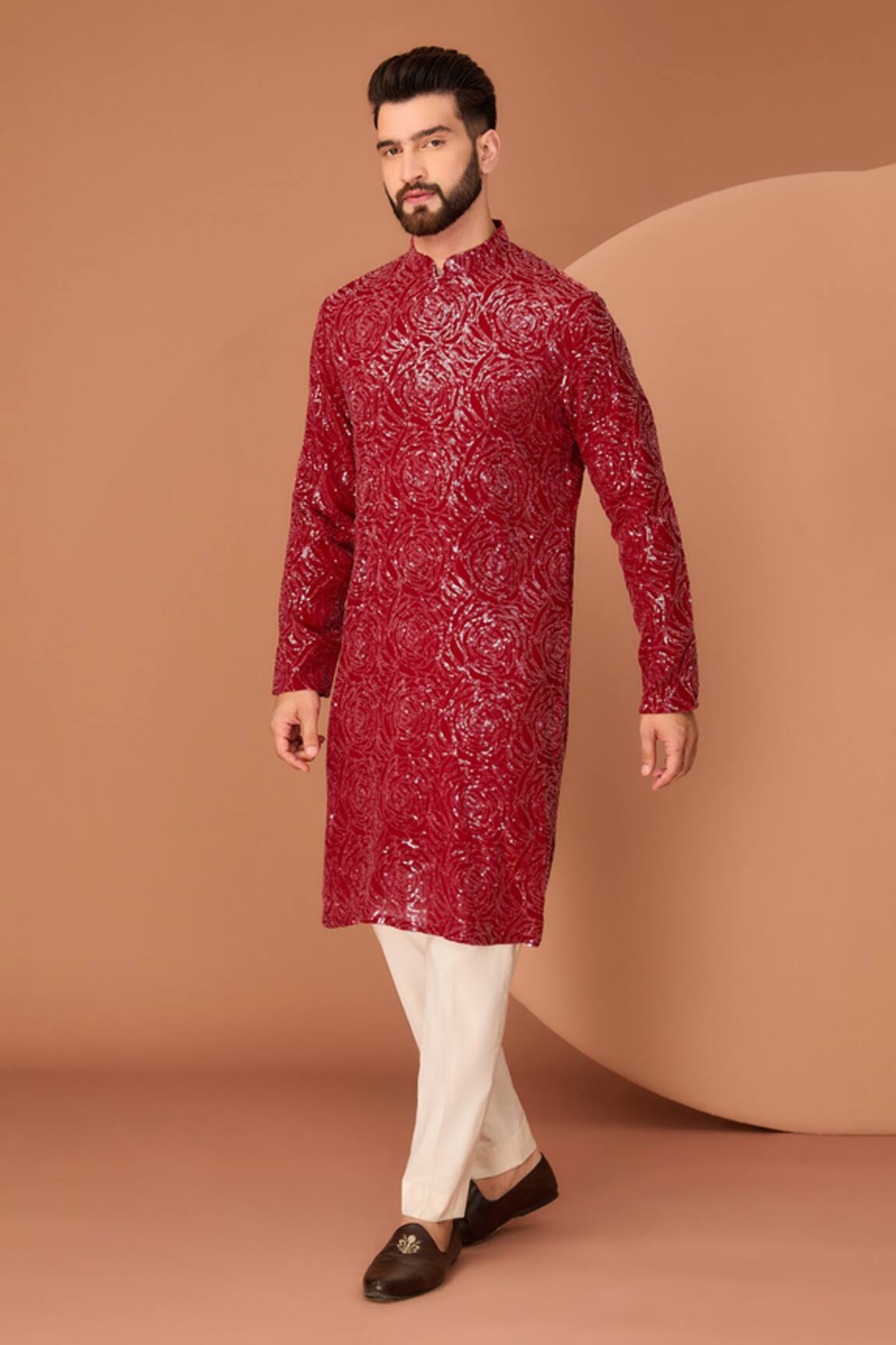 Kasbah Abstract Floral Sequin Embroidered Kurta 