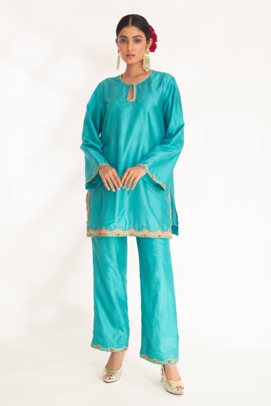 Chhaya Mehrotra Lekha Scallop Pattern Kurta & Pant Set