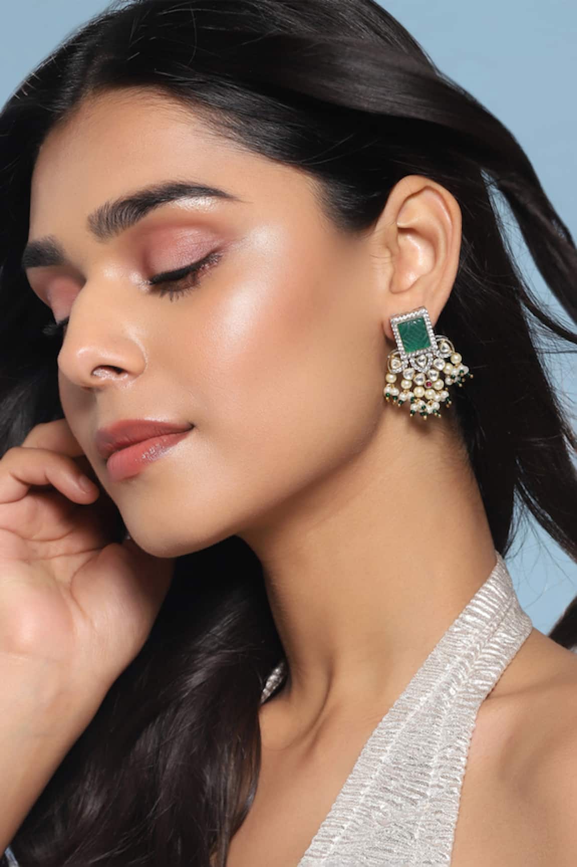 Ruby Raang Carved Geometric Top Earrings