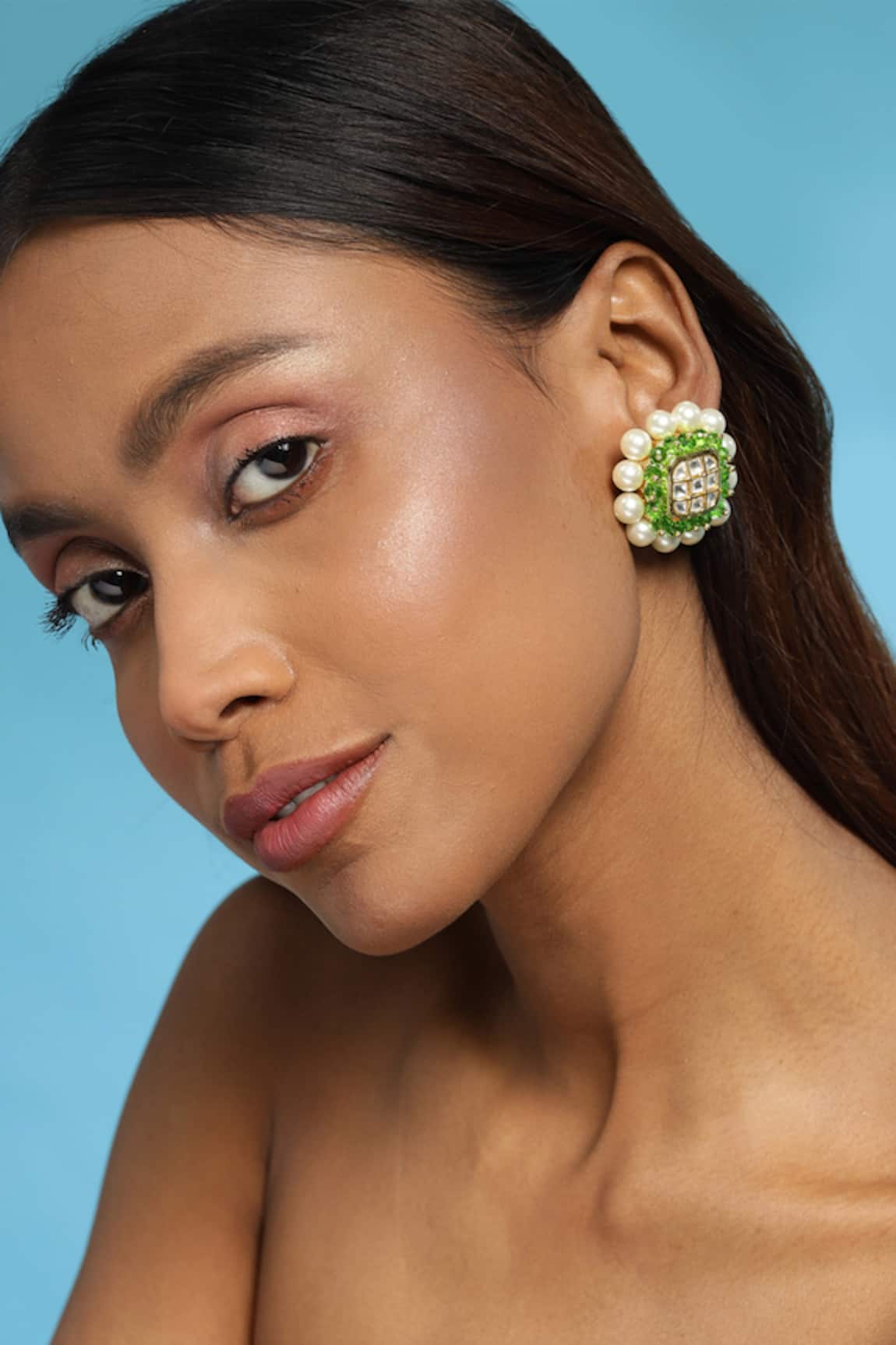 Ruby Raang Kundan Studded Square Earrings 