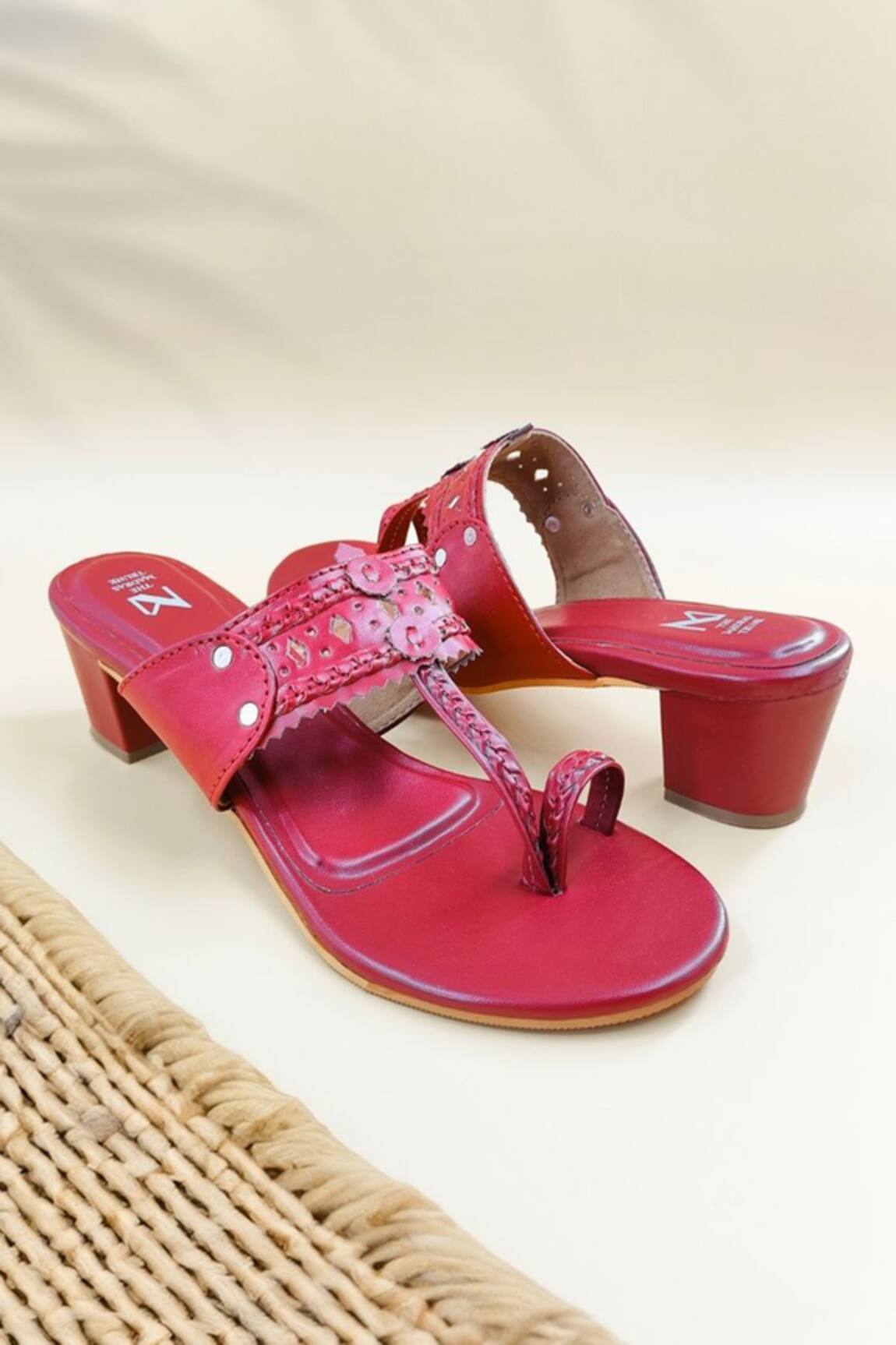 The Madras Trunk Cutwork Strap Kolhapuri Heels