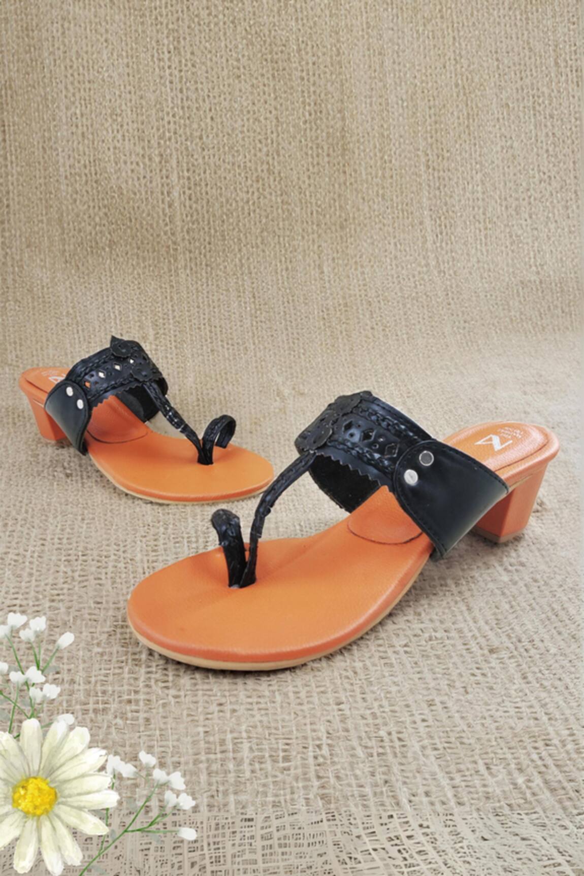 The Madras Trunk Colorblock Cutwork Strap Kolhapuri Heels