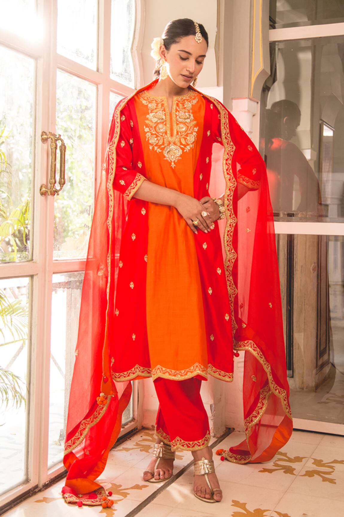 Surbhi Shah Colorblock Embroidered Kurta Set 