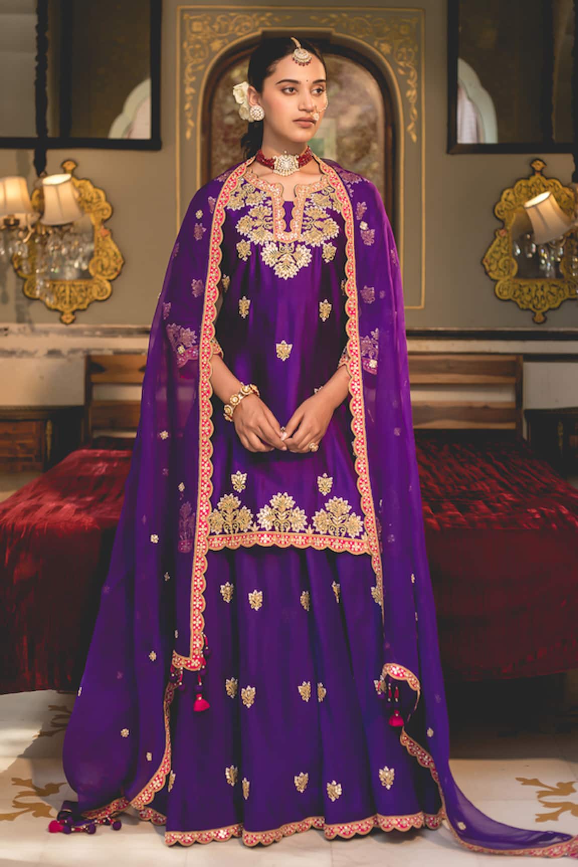 Surbhi Shah Marori Embroidered Kurta & Sharara Set 