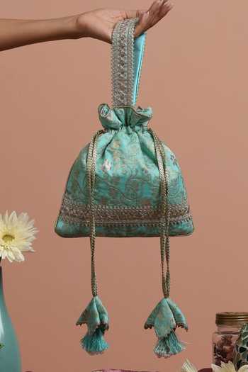 Swabhimann Silk Woven Floral Vine Potli 