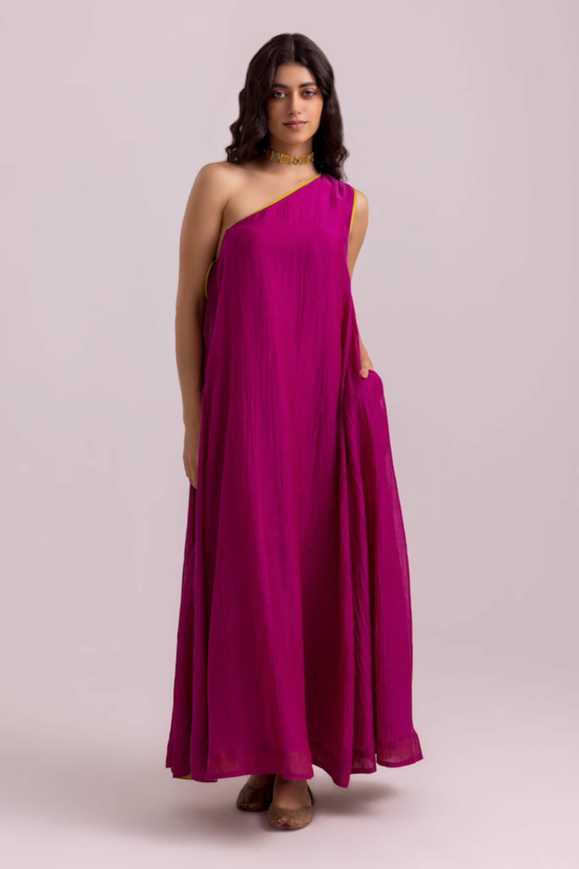 Label Shreya Sharma Plain One Shoulder Dress