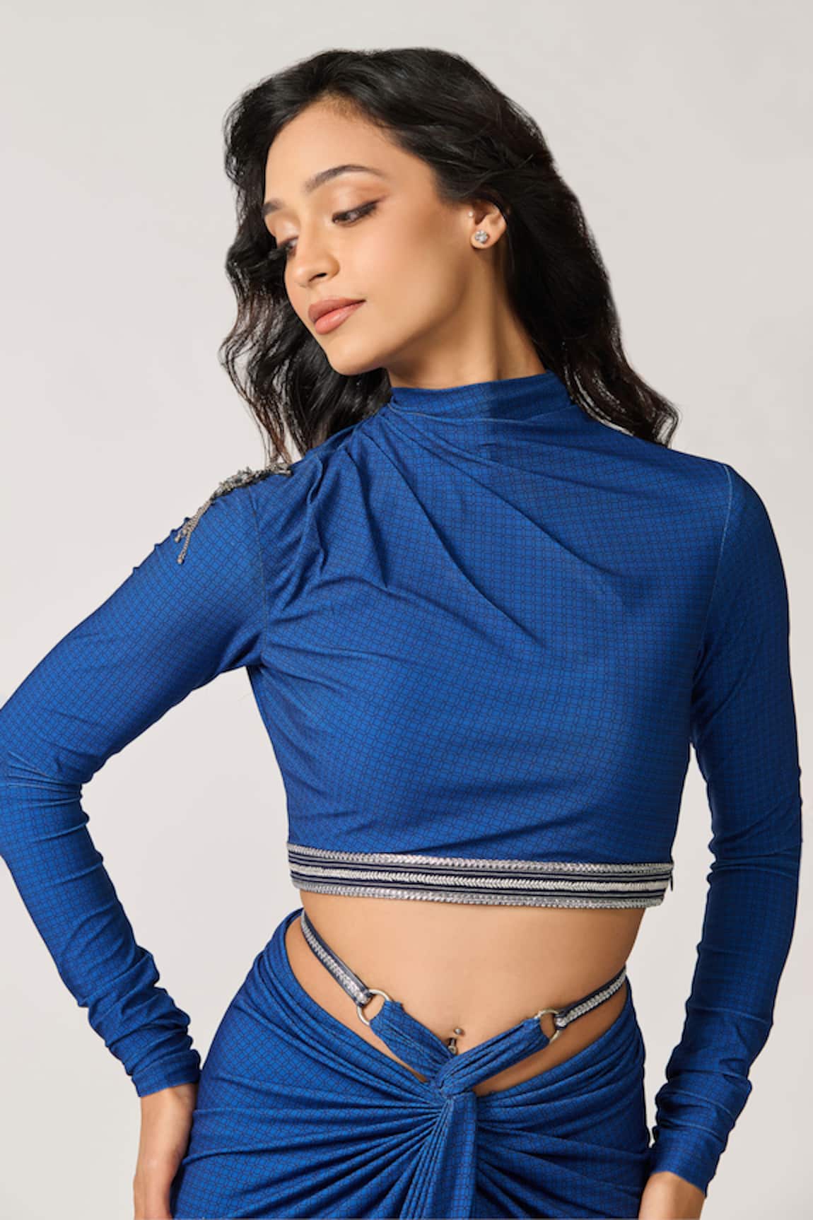 S&N By Shantnu Nikhil Geometric Print Crop Top 