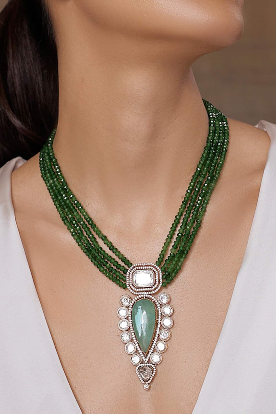 Joules By Radhika Polki Embellished Pendant Necklace