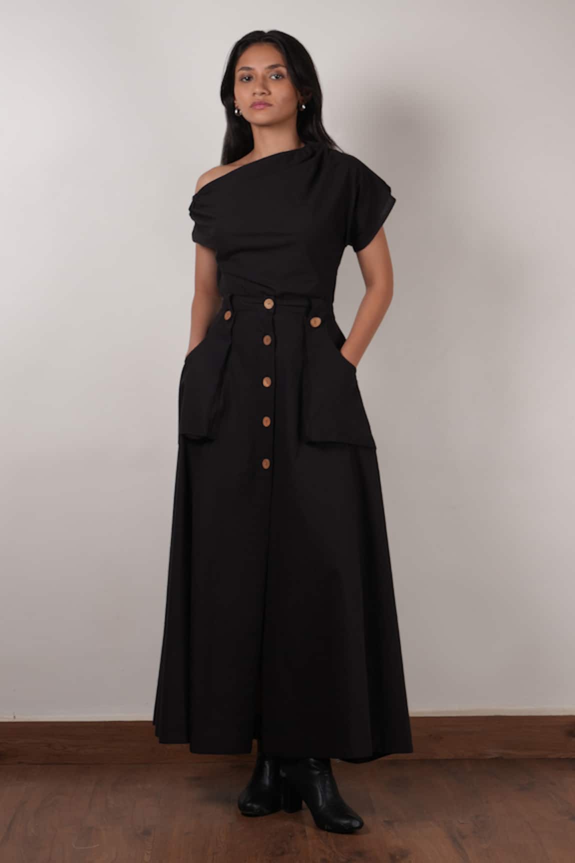 Mati Button-Down Solid Skirt 