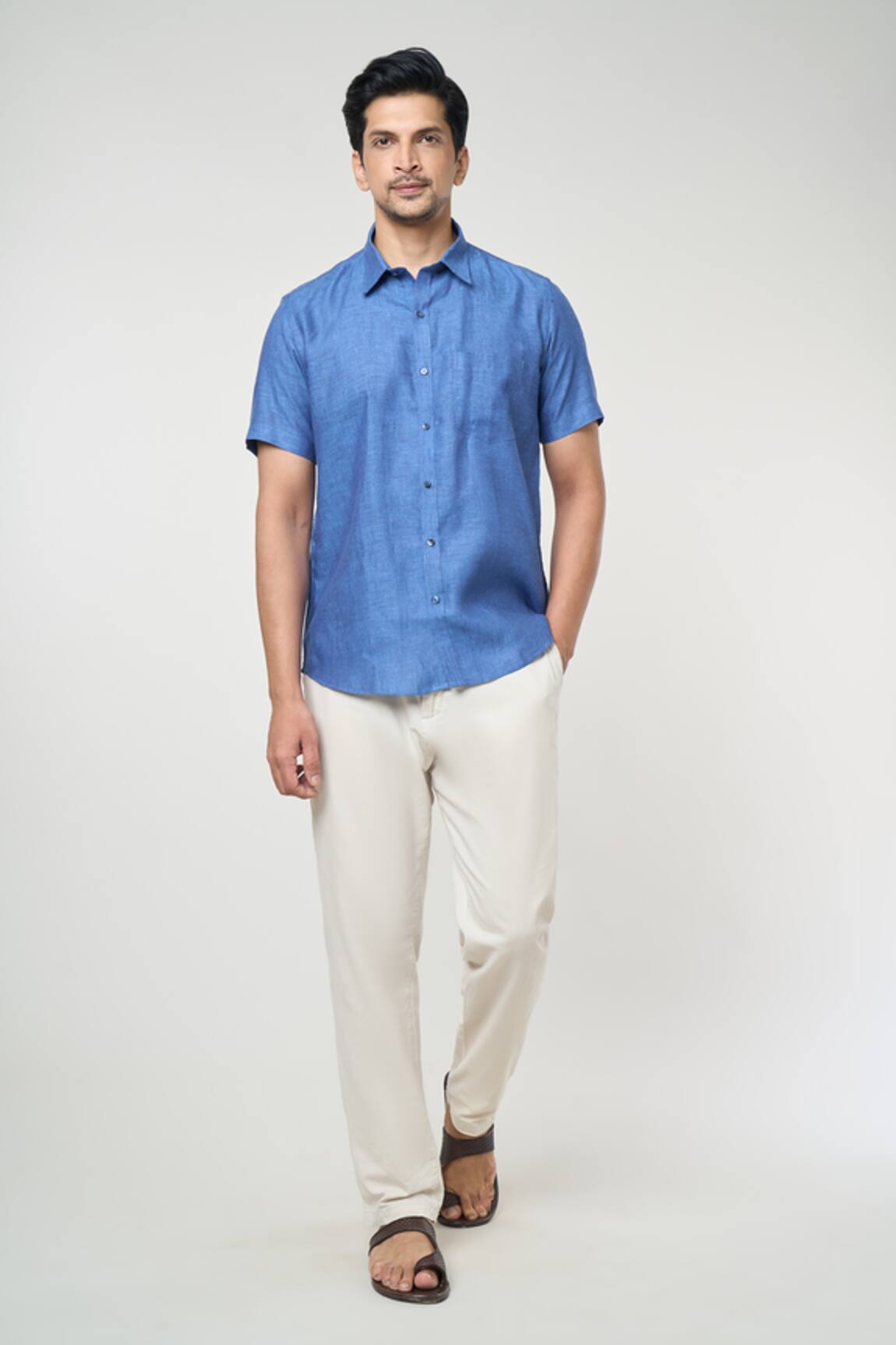Aryavir Malhotra Solid Linen Shirt