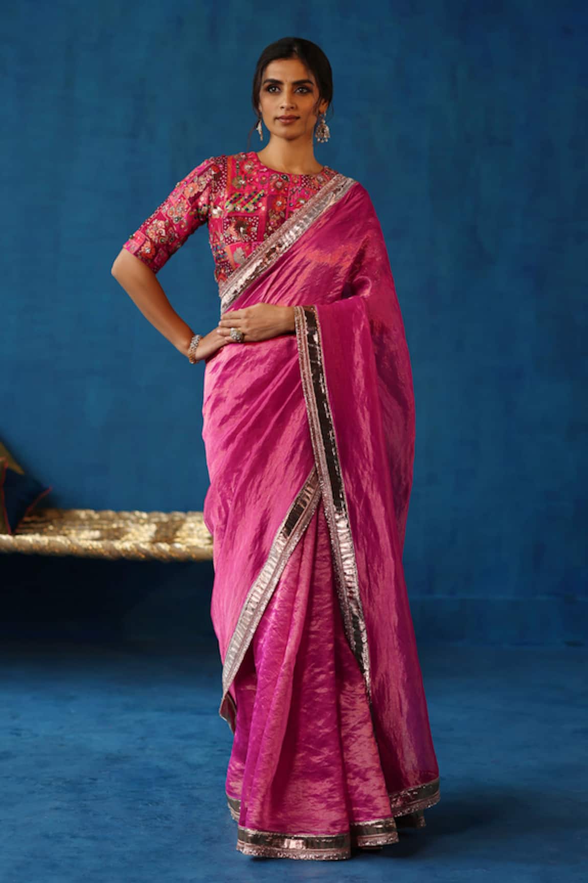 Begum Sharbat Gota Border Embellished Saree With Blouse