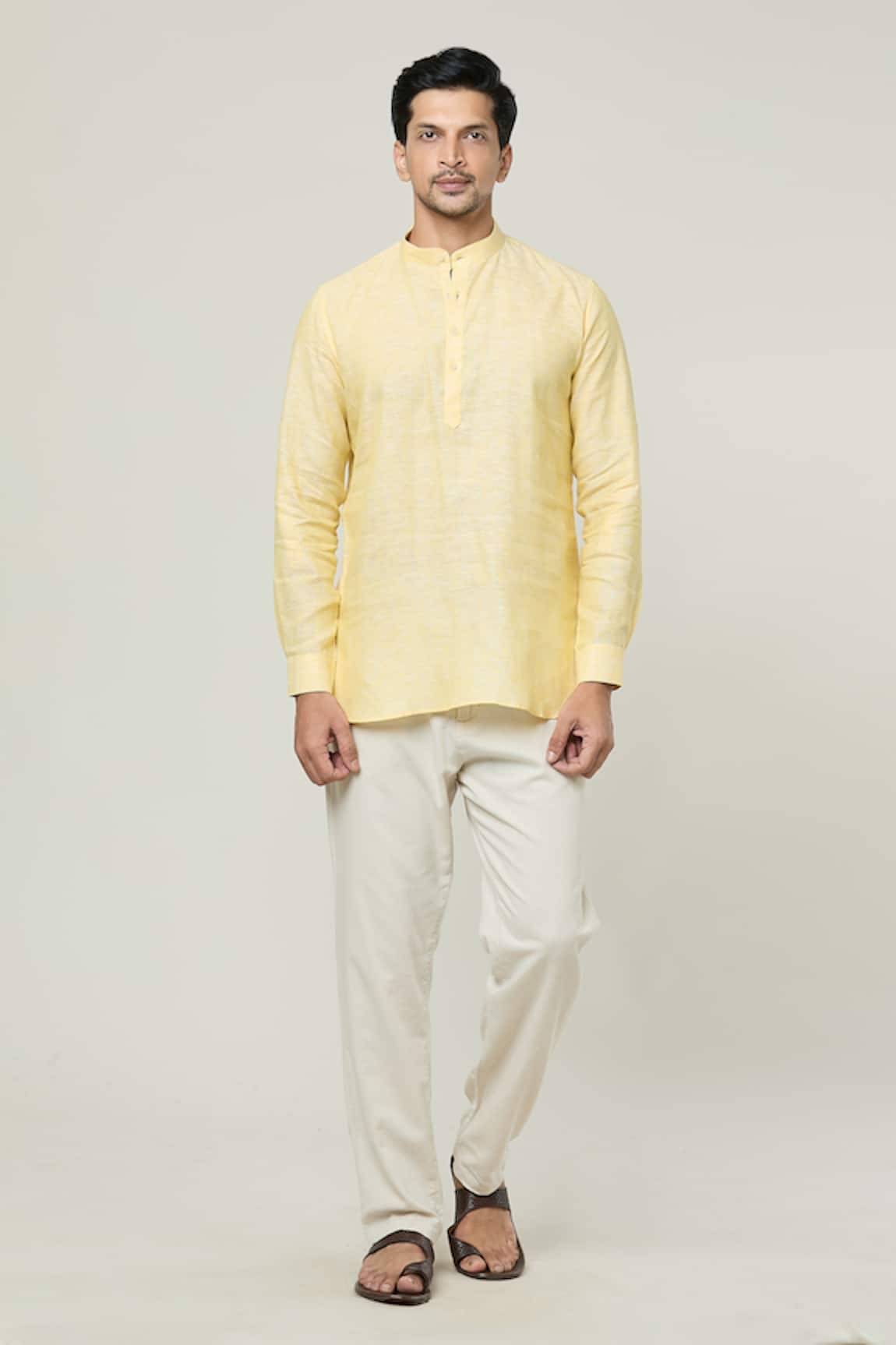 Arihant Rai Sinha Linen Mandarin Collar Kurta 