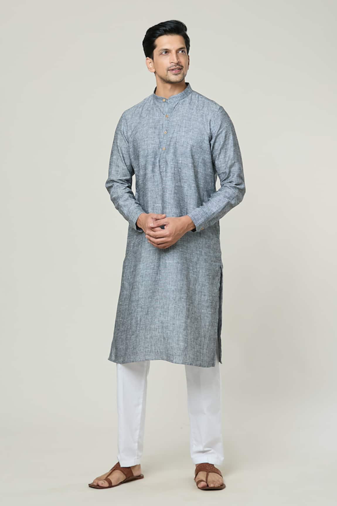 Arihant Rai Sinha Linen Textured Pattern Kurta 