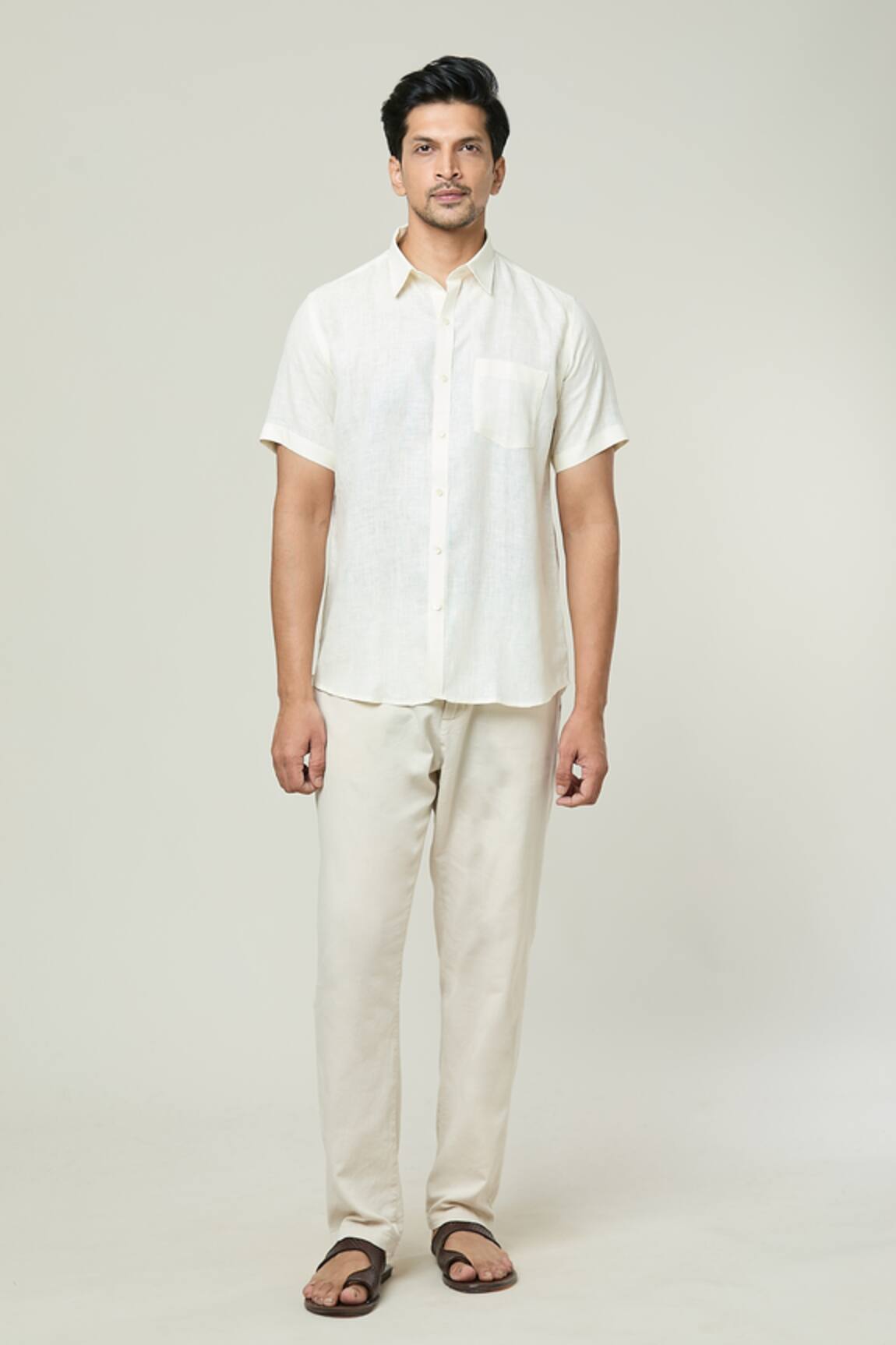 Aryavir Malhotra Solid Linen Shirt