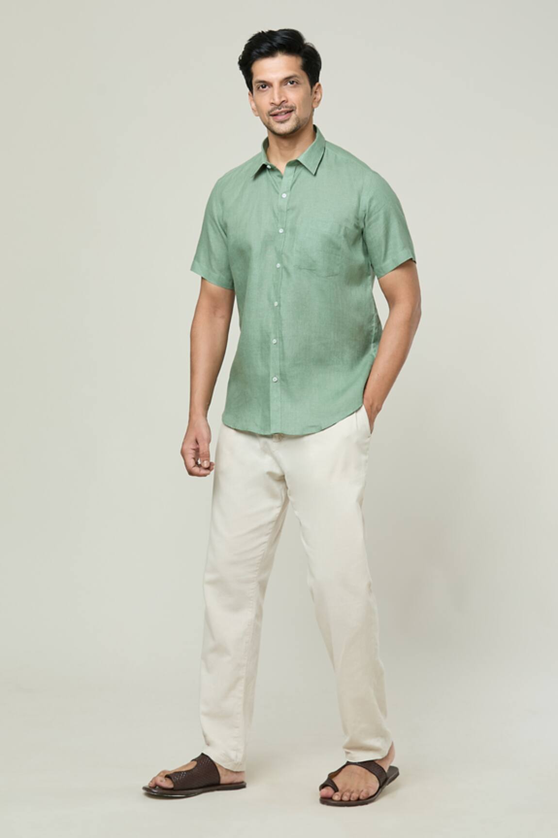Aryavir Malhotra Half Sleeves Linen Shirt