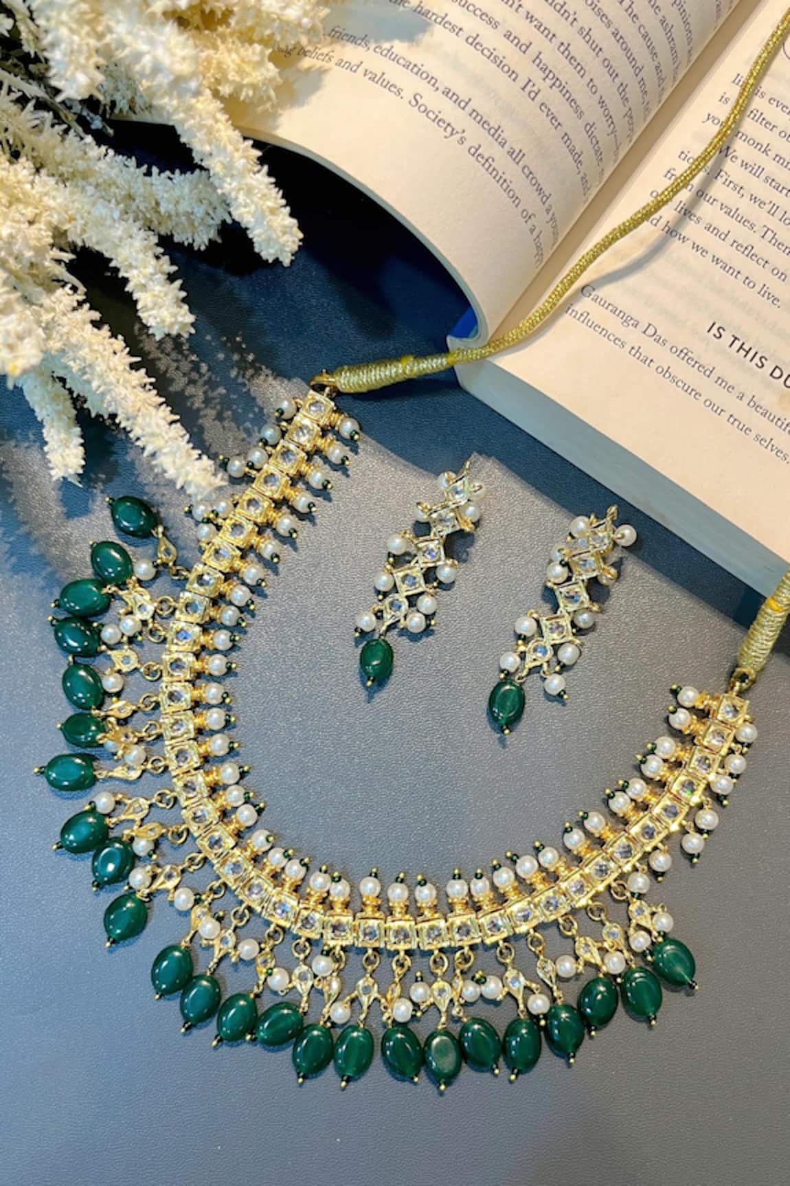 Prestones Kundan & Polki Embellished Necklace Set