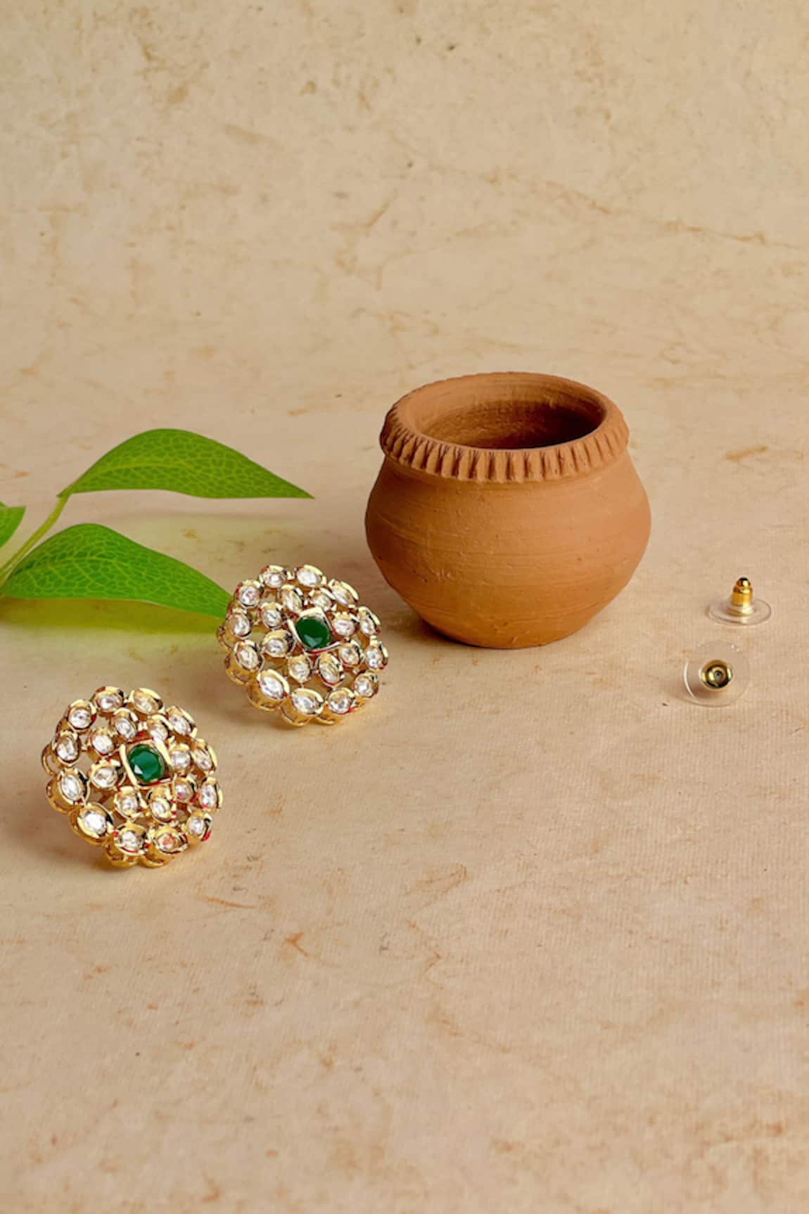 Prestones Zircon Embellished Floral Studs 