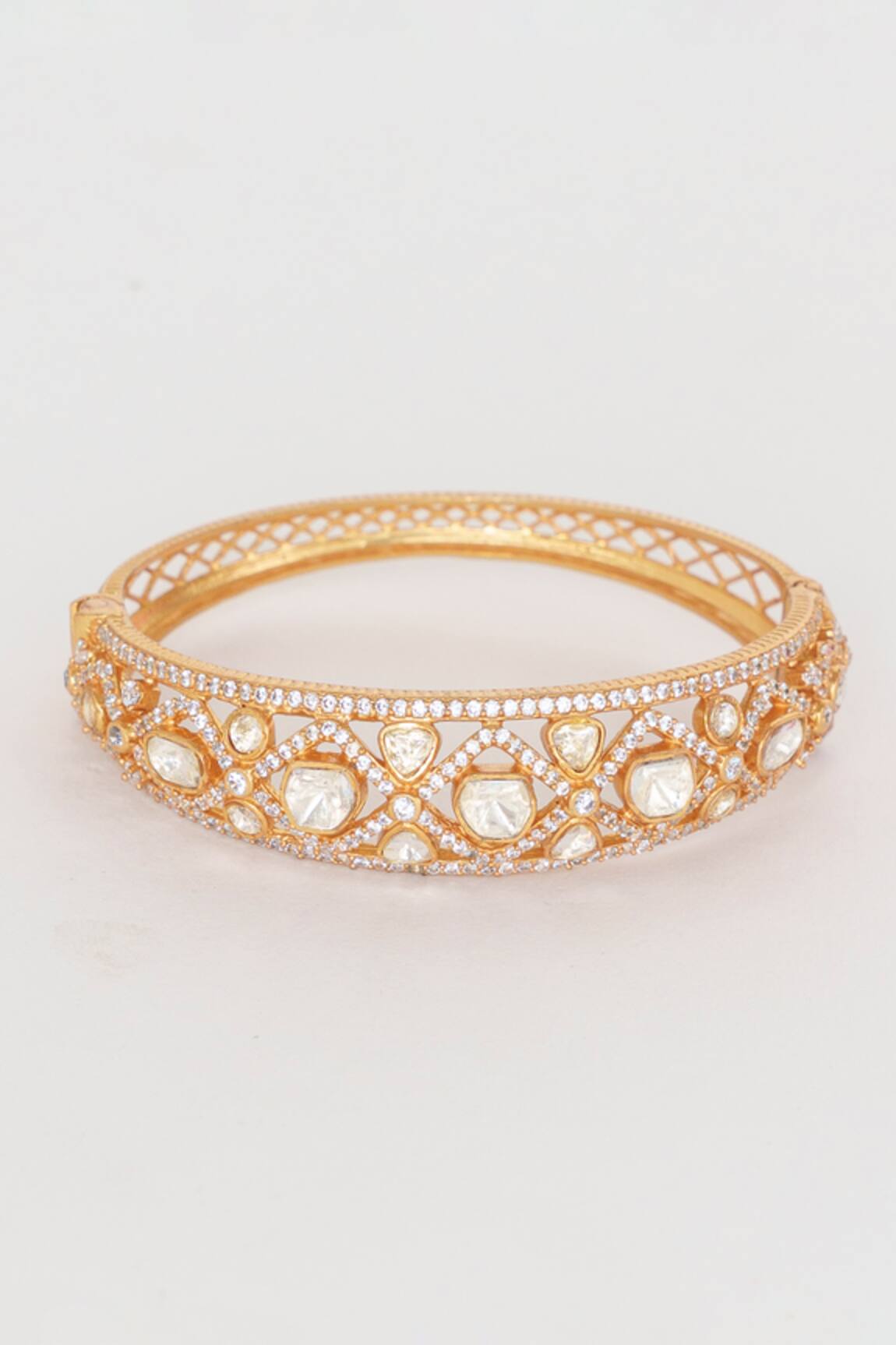 Zevar By Geeta Moissanite Stone Studded Kada