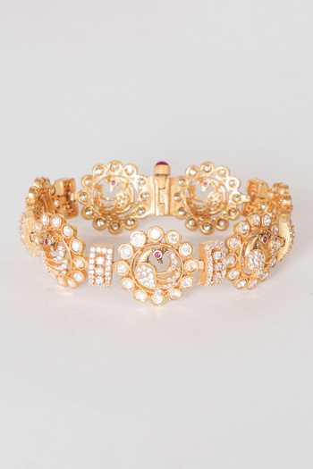 Zevar By Geeta Peacock Moissanite Studded Kada 
