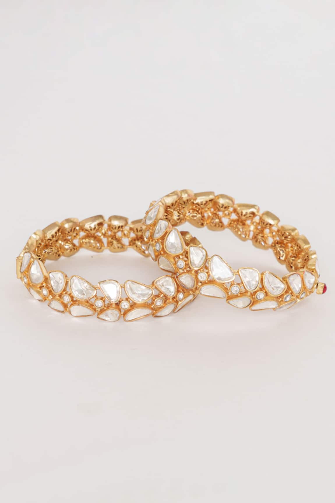 Zevar By Geeta Moissanite Studded Bangles-Set of 2