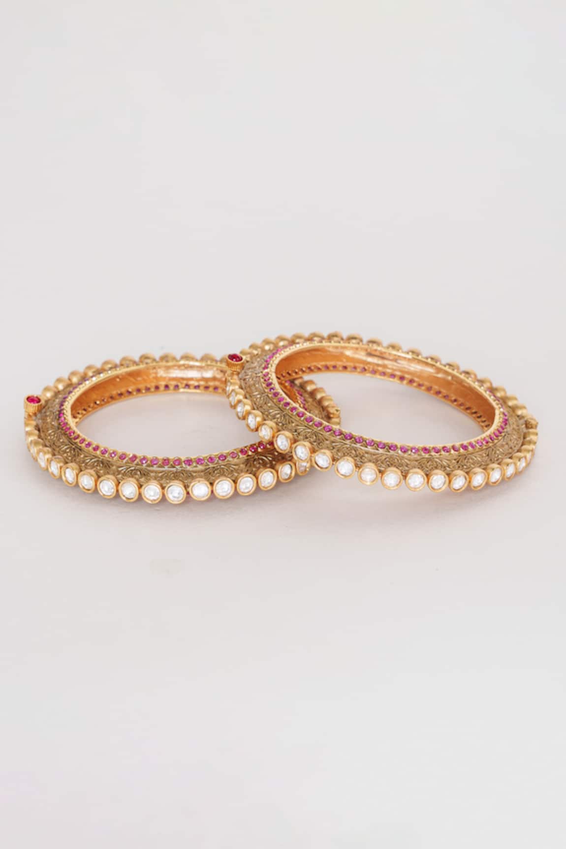 Zevar By Geeta Kundan Embellished Kada - Set of 2 