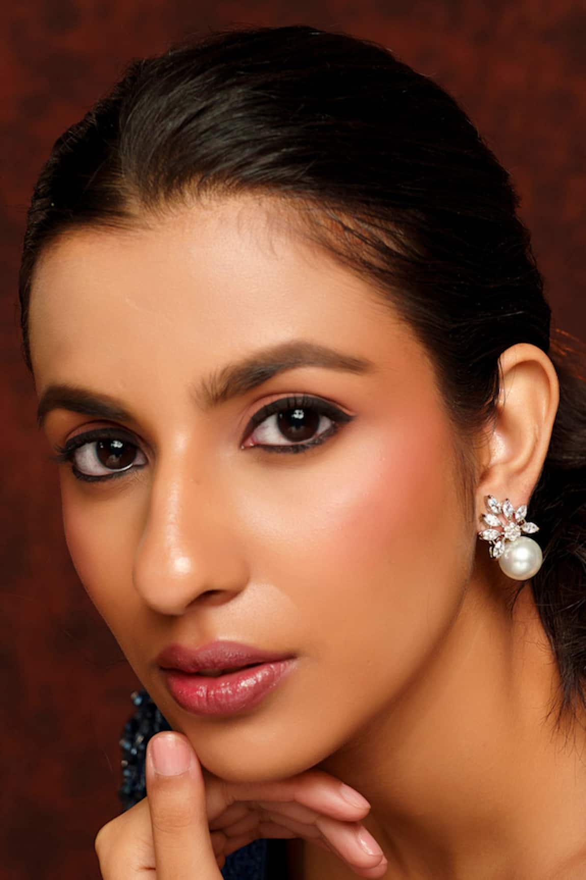 Zevar By Geeta Diamond & Pearl Embellished Studs 