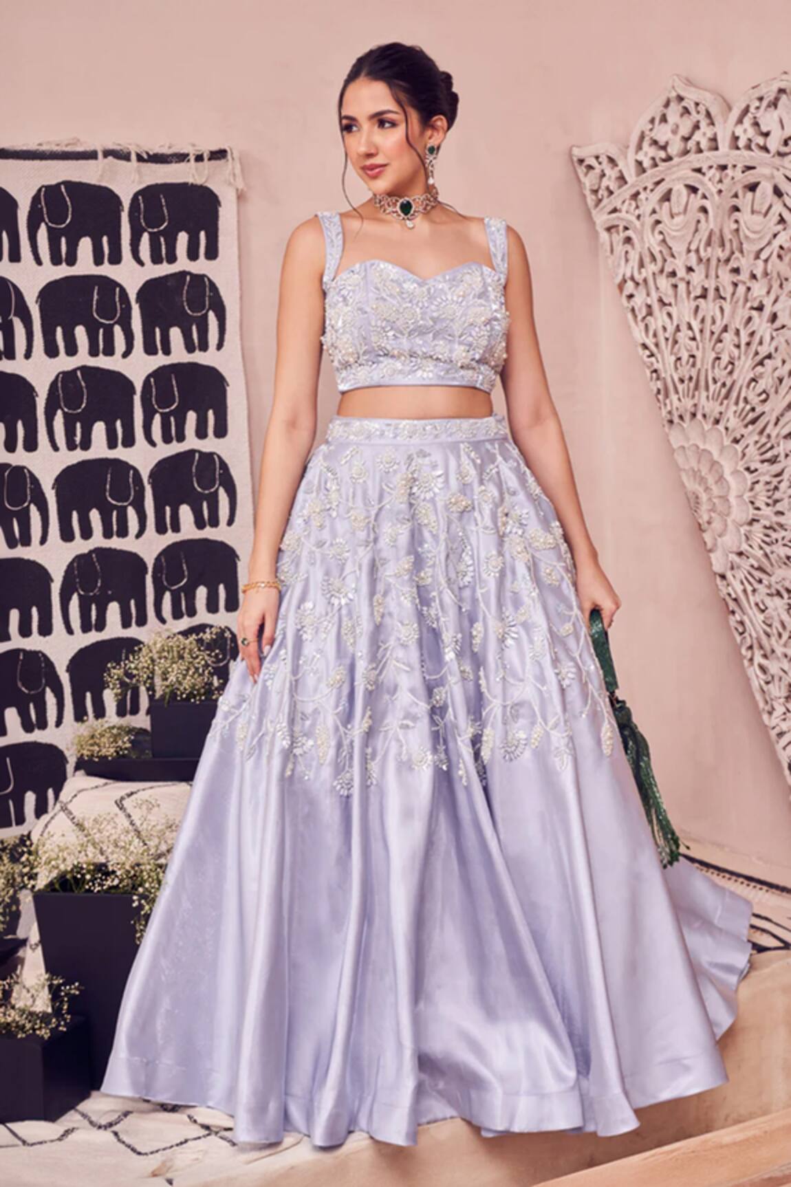 Swish By Dolcy And Simran Pearl Hand Embellished Lehenga Set