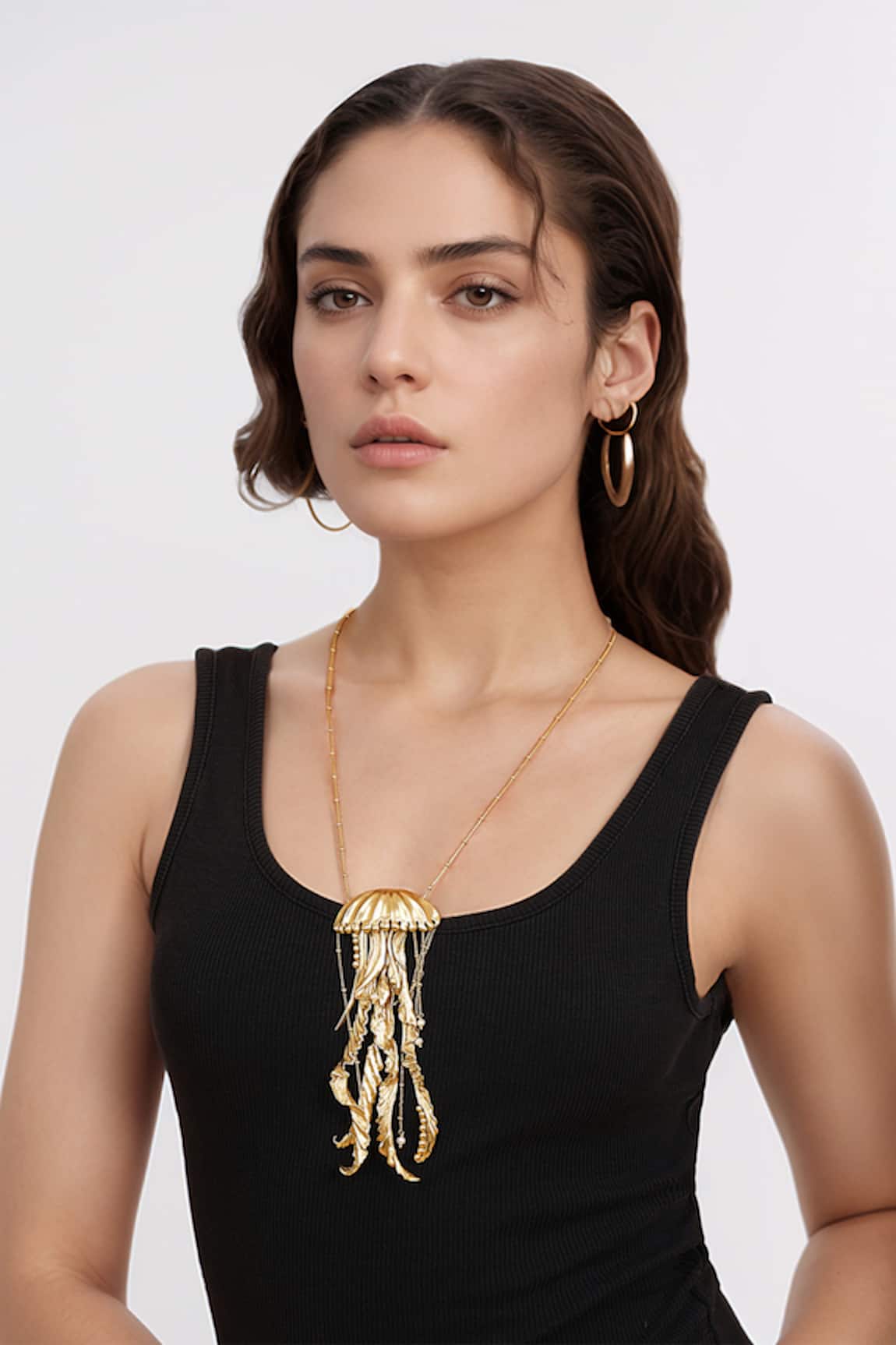 Rahul Mishra Jelly Fish Long Carved Pendant Necklace