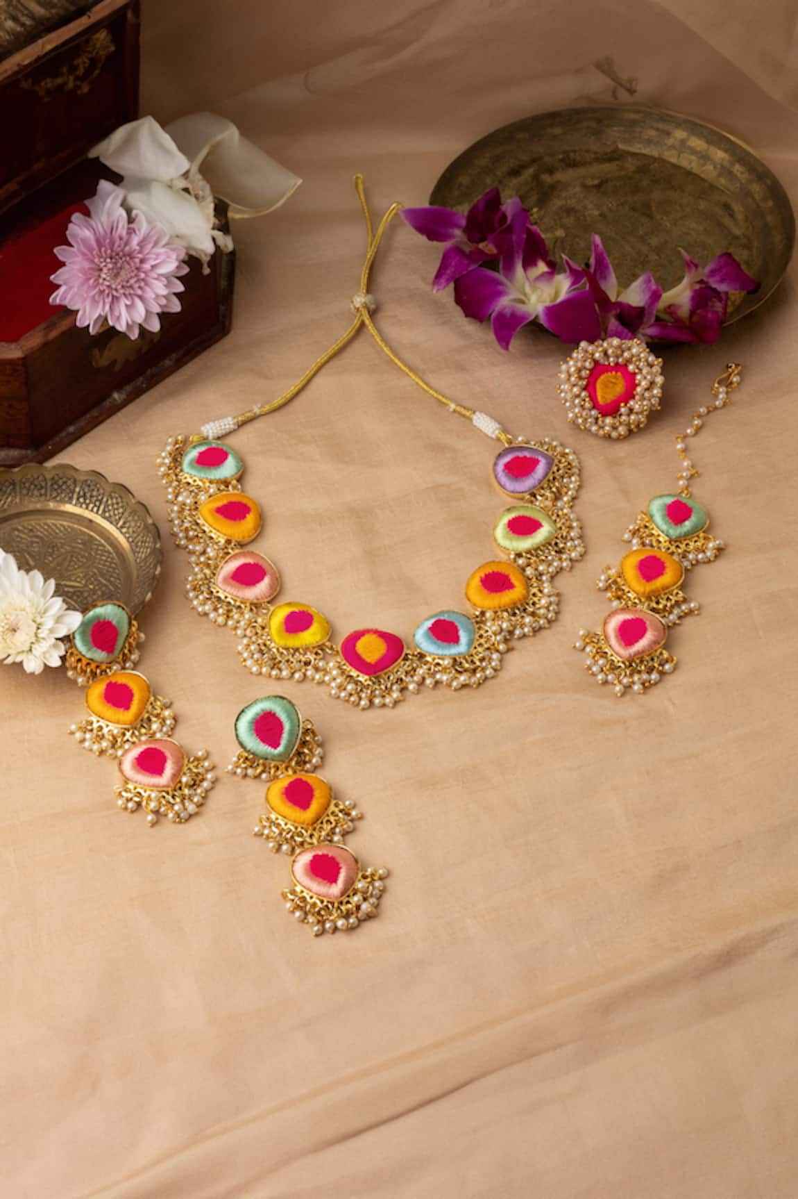 Bauble Bazaar Multicolor Silk Thread Necklace Set 