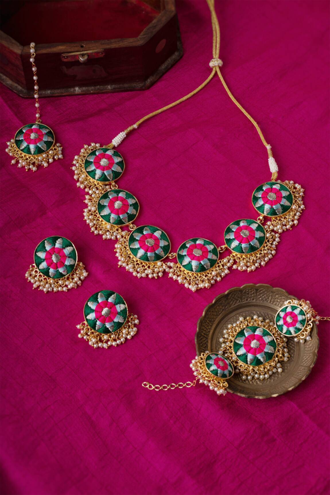 Bauble Bazaar Multi Color Silk Thread Necklace Set 