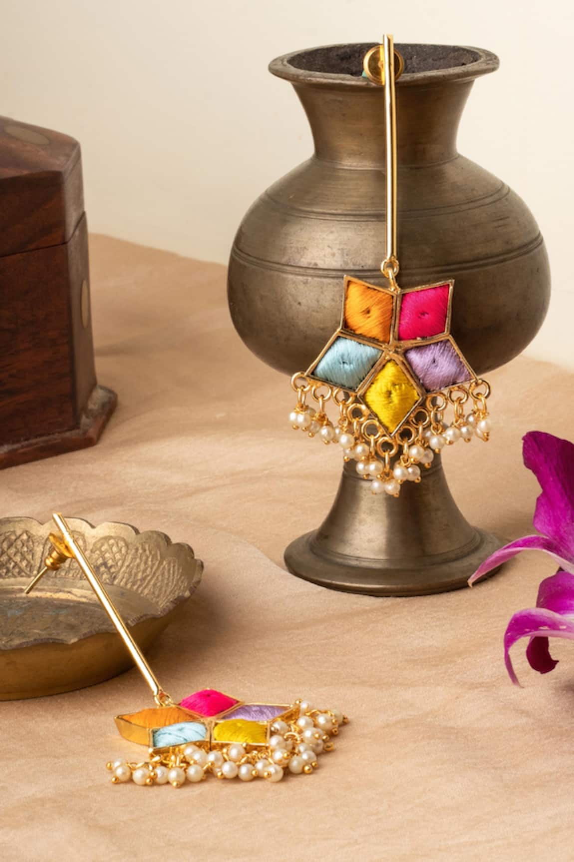 Bauble Bazaar Neon Lily Geometrical Dangler Earrings 