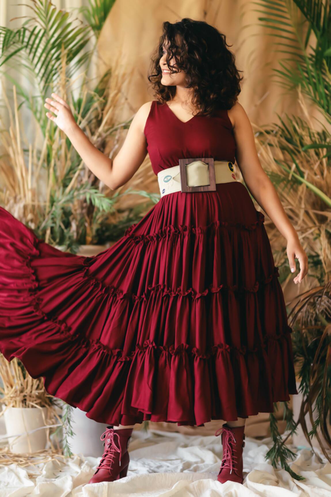 Krutiarts Scrabble Embroidered Face Motif Belt 