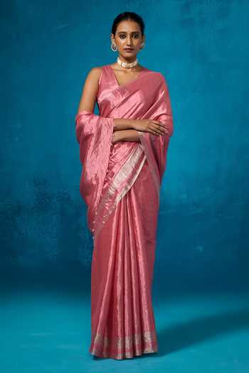 Dressfolk Handwoven Tissue Saree with Running Blouse 