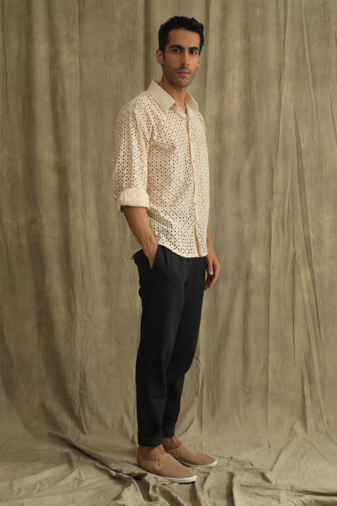 Label Muslin Ecru Shadow Work Shirt 