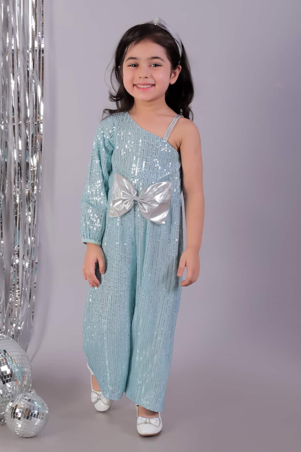 Lil Drama Sequin Embroidered One-Shoulder Jumpsuit